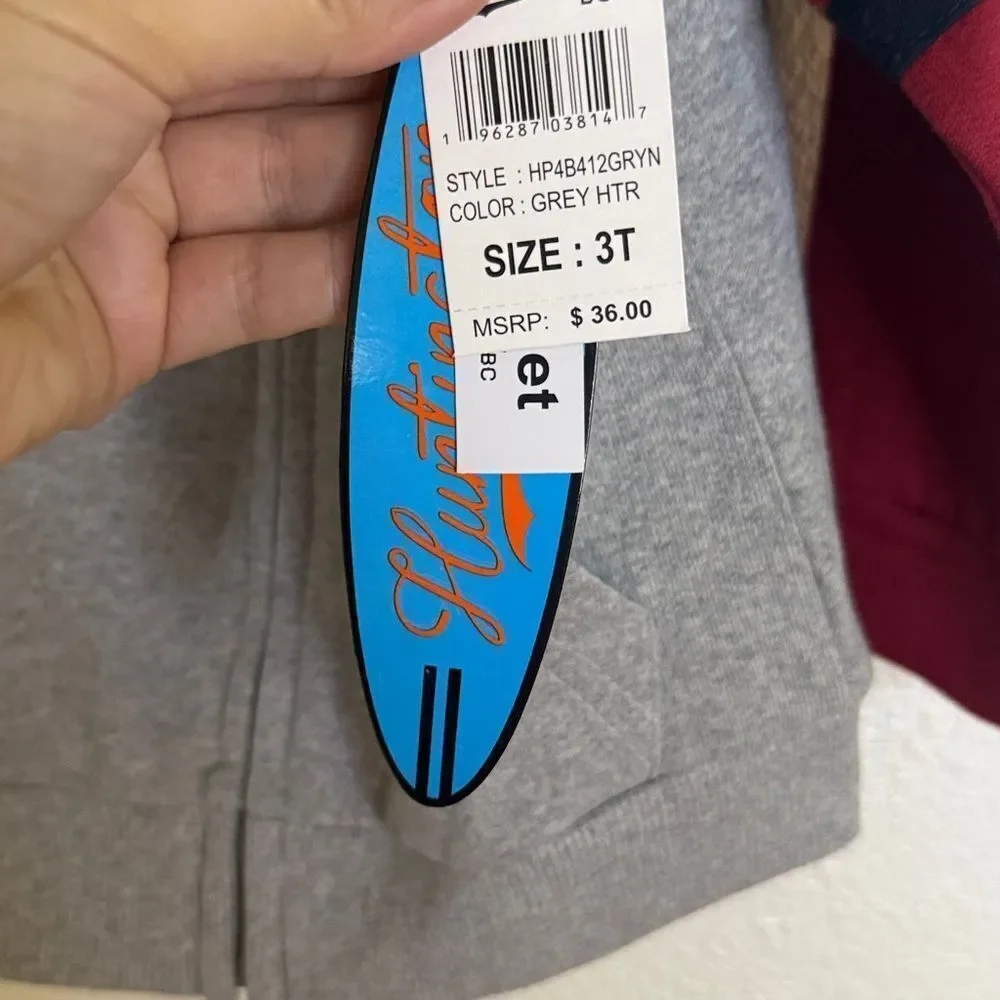 Gray and Red Hooded Zip-Up Jacket 3T
